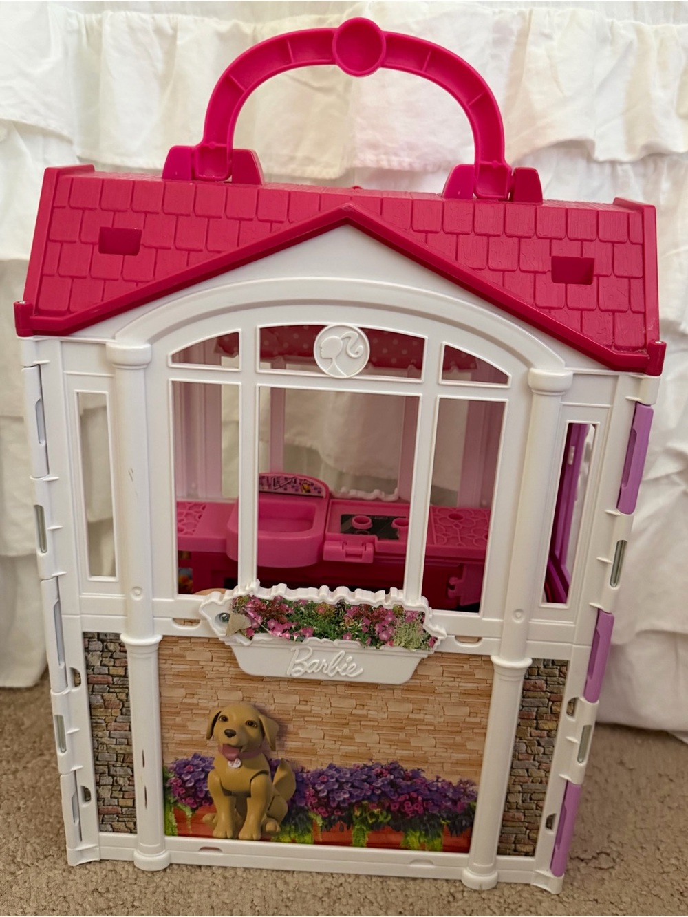 Barbie Glam Getaway Pink and White Foldable Playhouse Carry Case